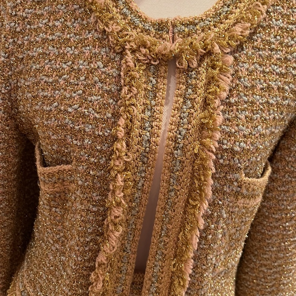 M Missoni Gold Silver Glitter Knit Skirt Suit Size 44 - Picture 3 of 17